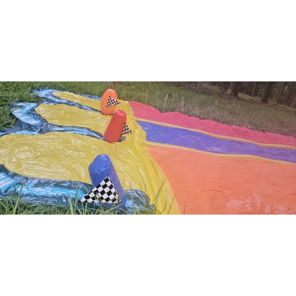 Triple racer water slide THREE racing lanes w/ Water-spraying bumpers by Banzai